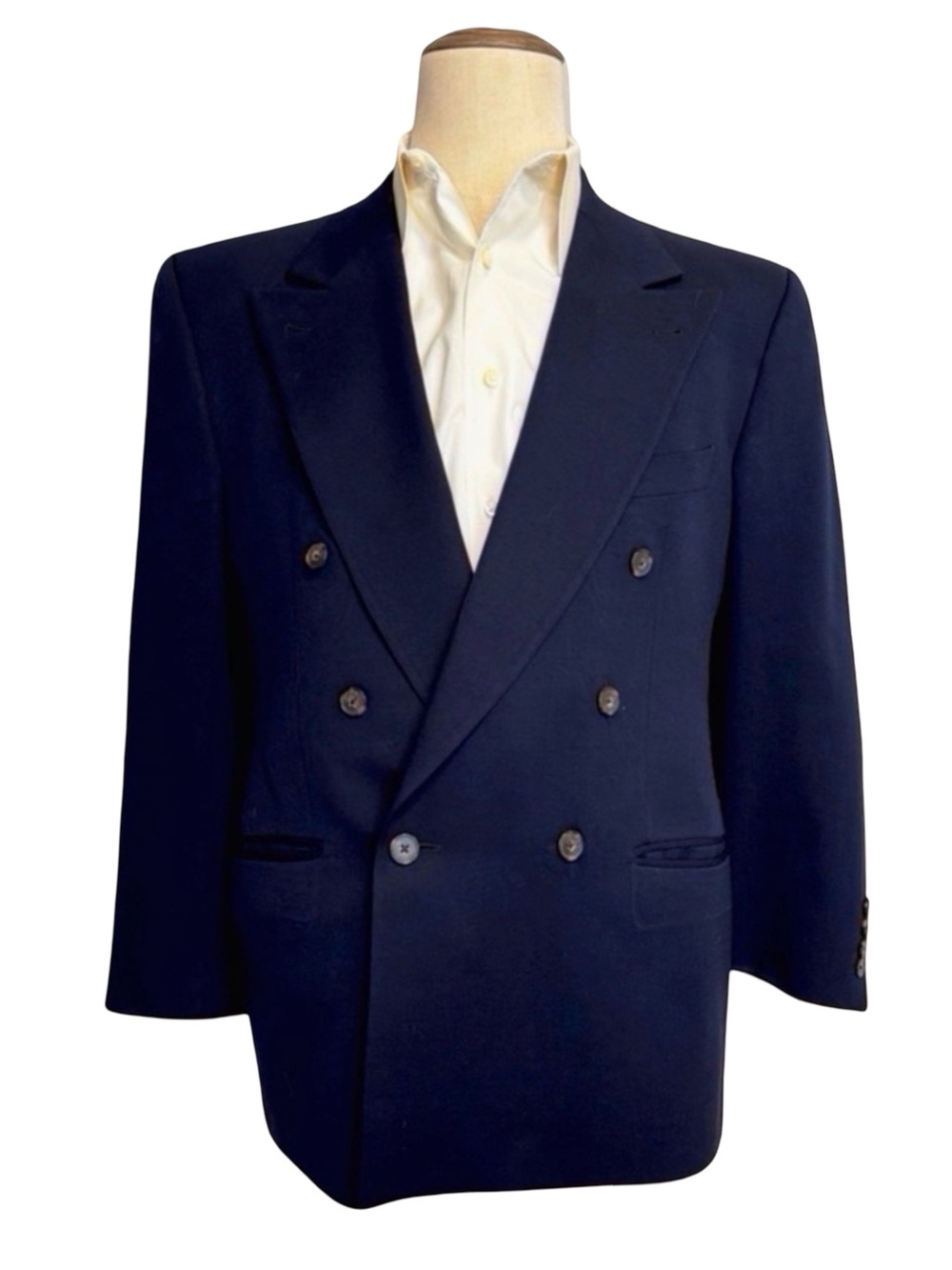 Joseph Abboud for Nordstrom Navy Double-Breasted 100% Wool Blazer 40R